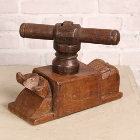 Indonesian Figural Carved Wood Fruit Juicer, Ram