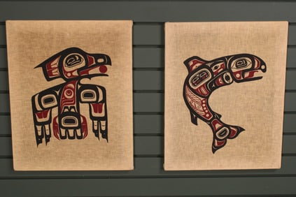 Pair NWC Salish Style Screen Prints