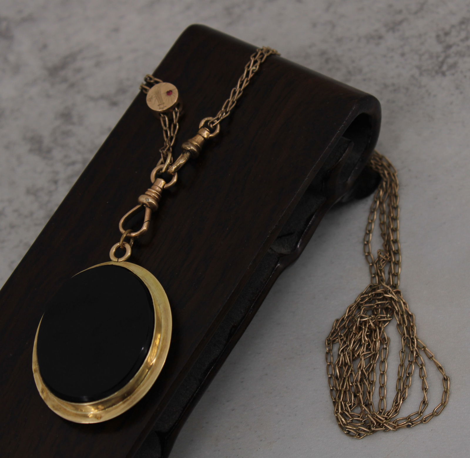 Pocket Watch Chain with Onyx Fob (1 of 6)