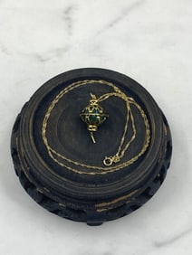 Gold Lantern Pendant with Jade