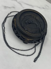 Victorian Gun Metal Guard Chain with Crystals