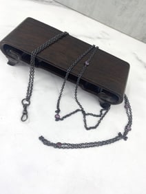 Victorian Gun Metal Guard Chain with Amethyst