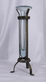 Art Deco Bud Vase, Blown Glass & Brass
