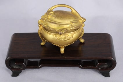 Miniature Art Nouveau Brass Jewelry Coffin, Box