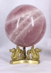 Rose Quartz Sphere on Dragon Stand