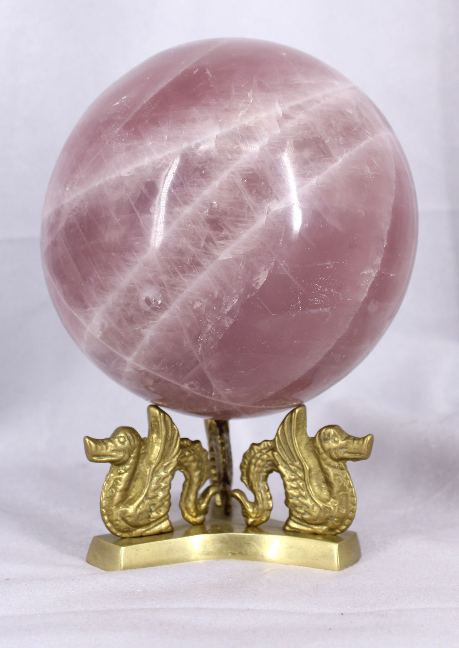 Rose Quartz Sphere on Dragon Stand (1 of 9)