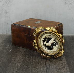 Antique Spinning Brooch with Carved Antler