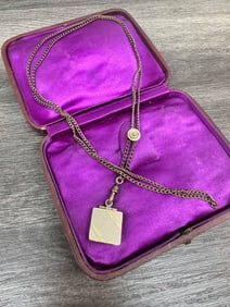 Locket On Guard Chain with Seed Pearl Slide