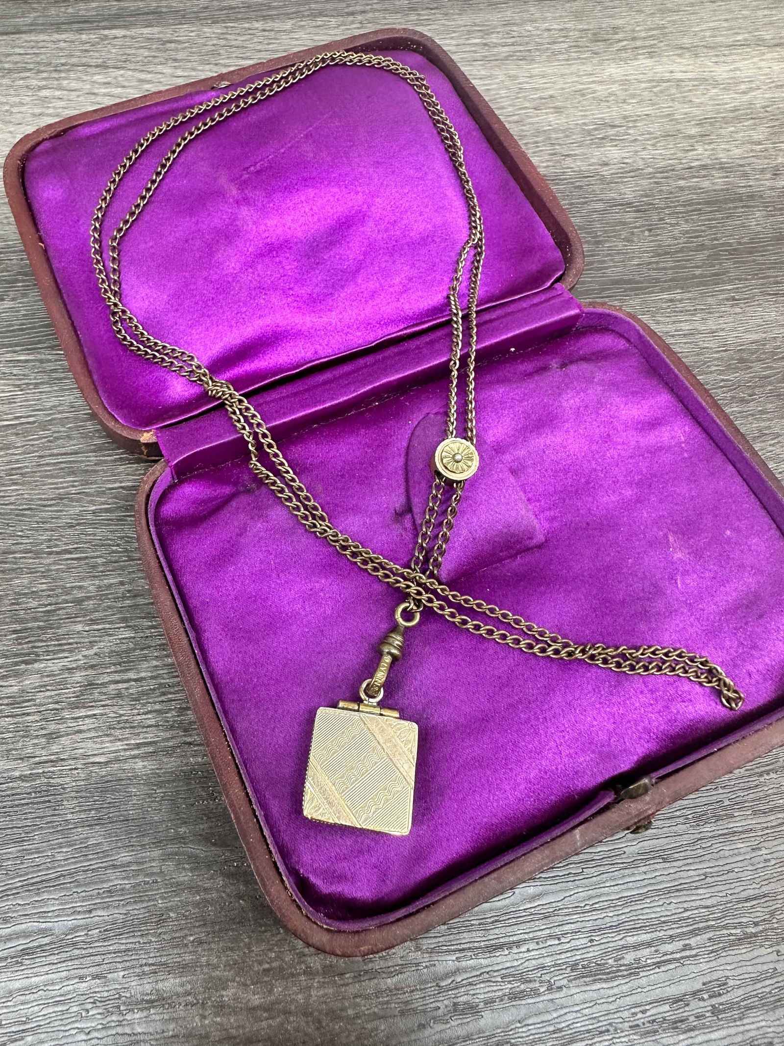 Locket On Guard Chain with Seed Pearl Slide (1 of 12)