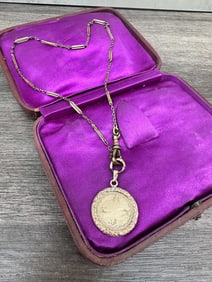 Gold Filled Albert Chain With Coin Style Pendant
