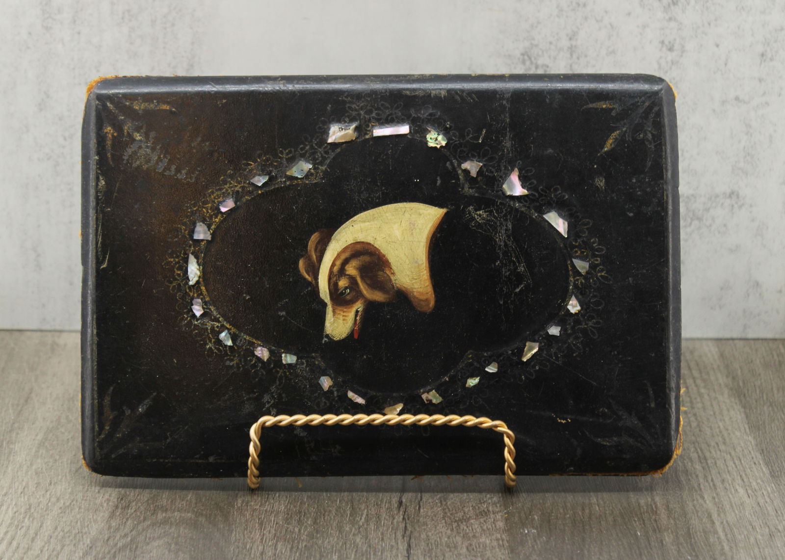 Mother of Pearl & Dog Document Holder (1 of 7)