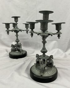 Spelter Candelabra, 19th C. Sea Horses