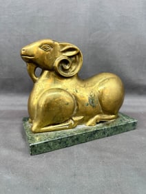 MCM Brass Ram Statue, Aries Zodiac
