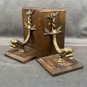 Italian Dolphin Bookends, Vintage Ethan Allen