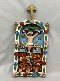 Mexican Folk Art Retablo, Pits Of Hell