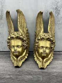 Pair of Gilt Angel Fragments, Ormolu