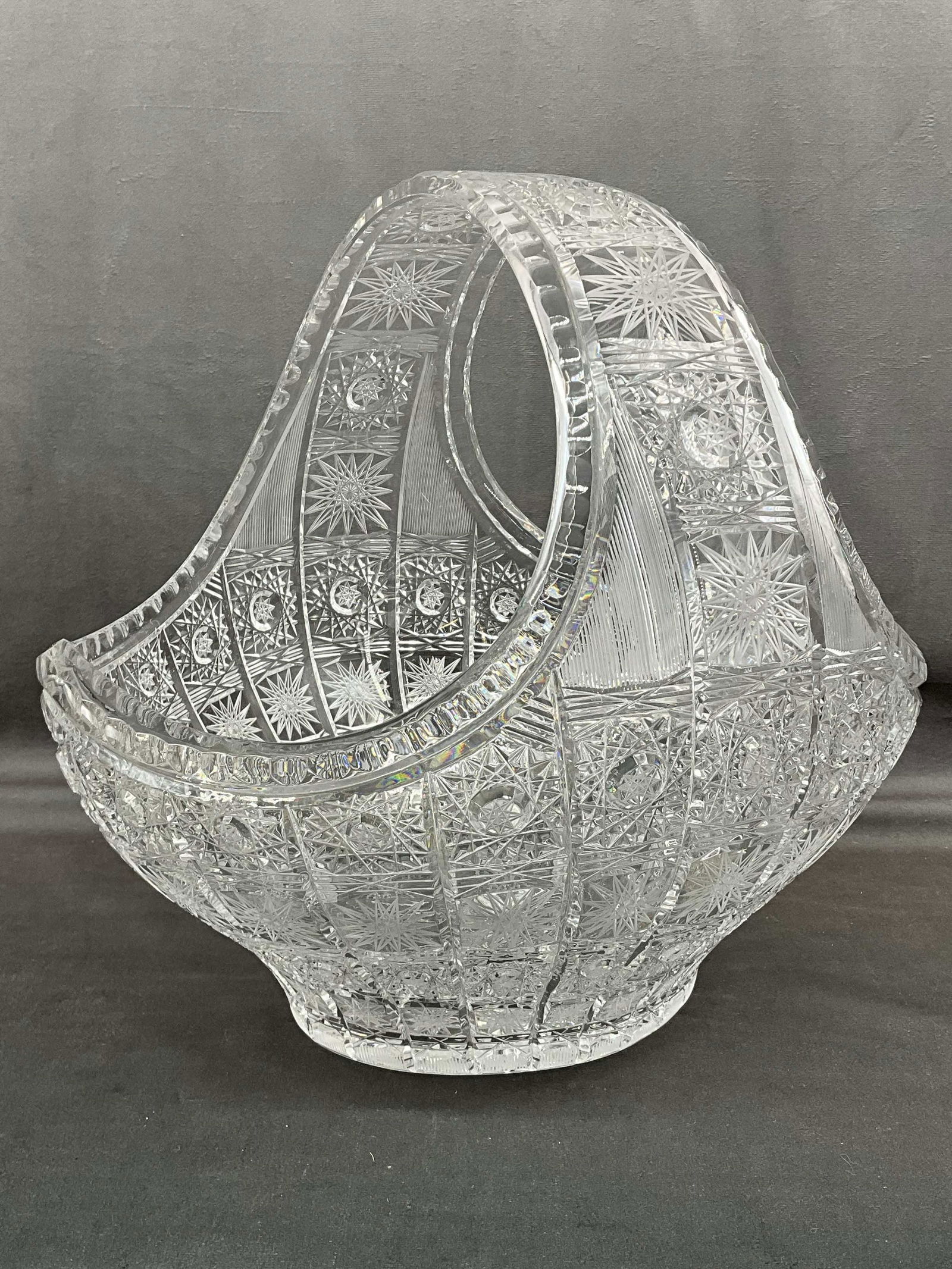 Bohemian Cut Crystal Basket