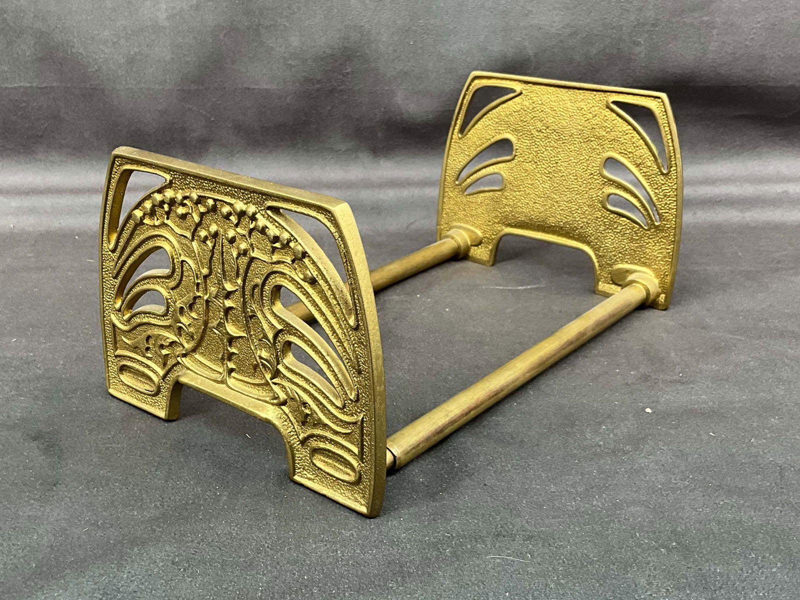 Brass Book Rack, Leaf Motif (1 of 6)