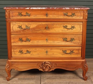 French Marble Top Dresser, Carved Details