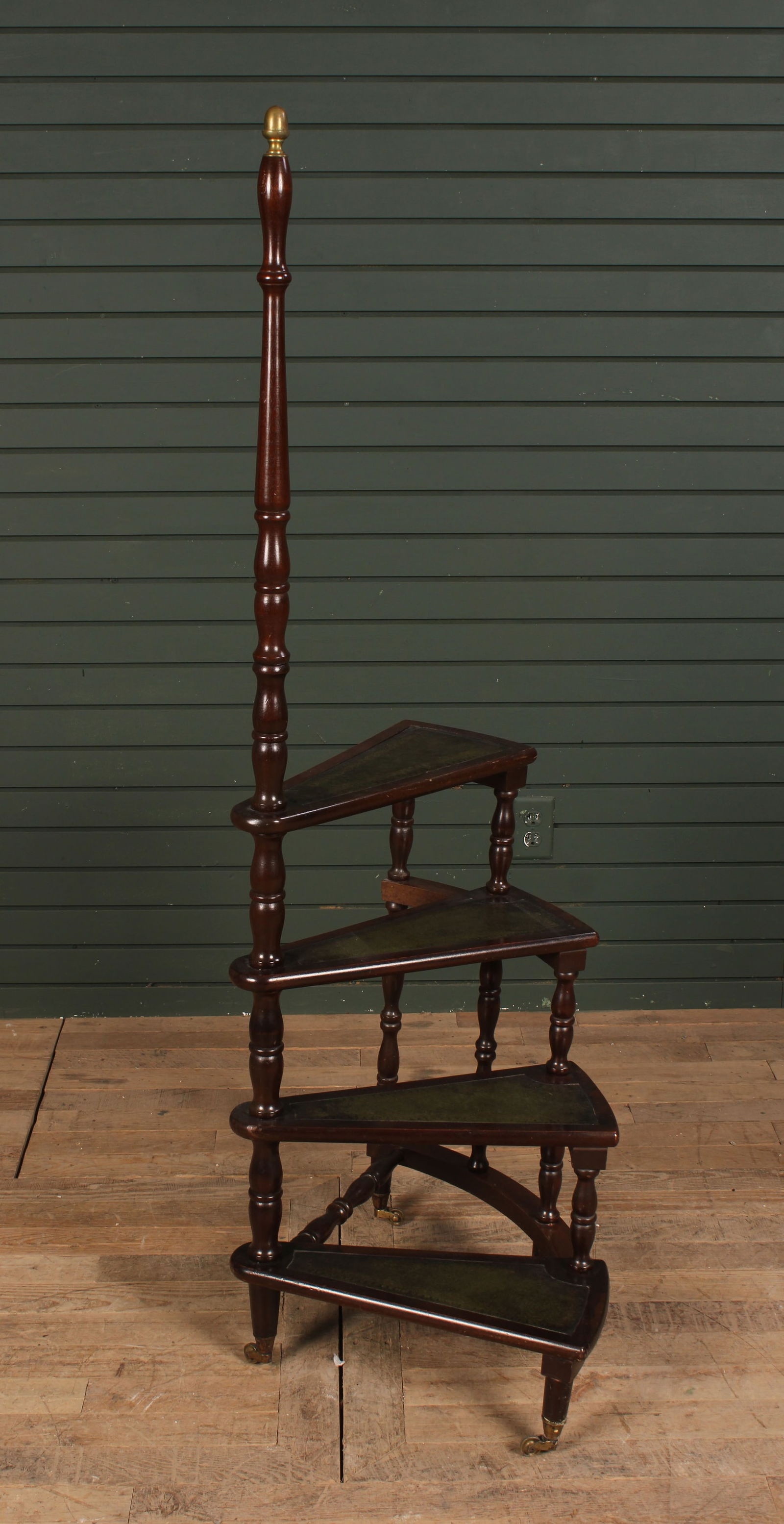 Georgian Style Library Stairs, Leather Treads (1 of 9)