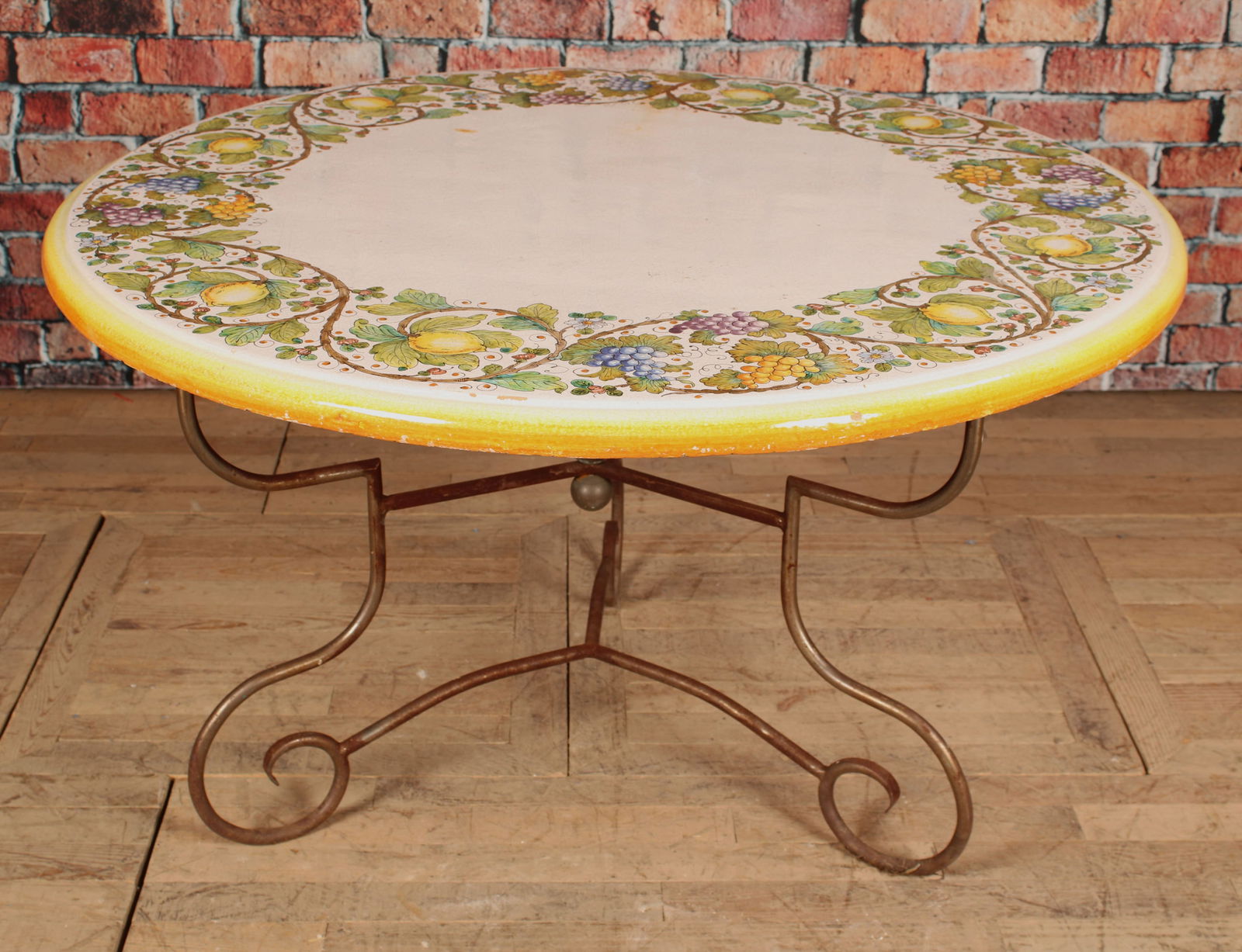 Wrought Iron Garden Table with Glazed Faience Top (1 of 9)