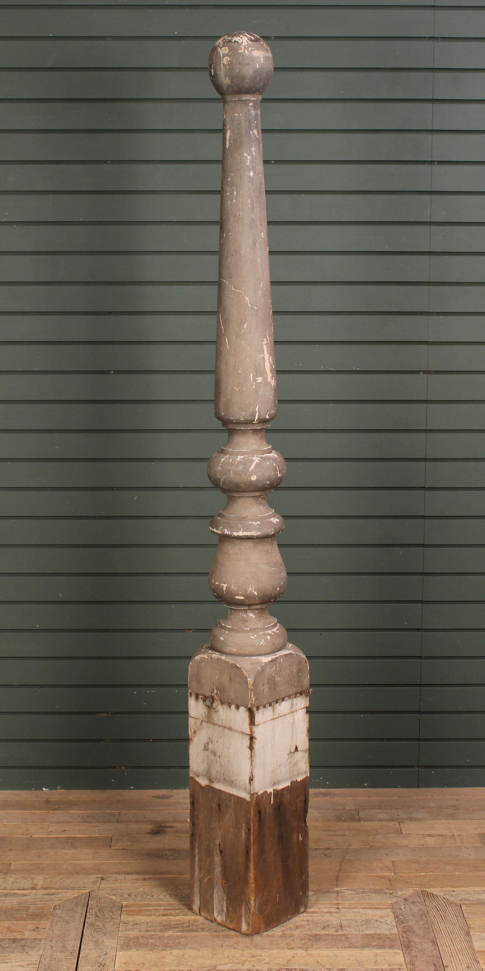 19th C Turned Wood Post With Finial (1 of 6)