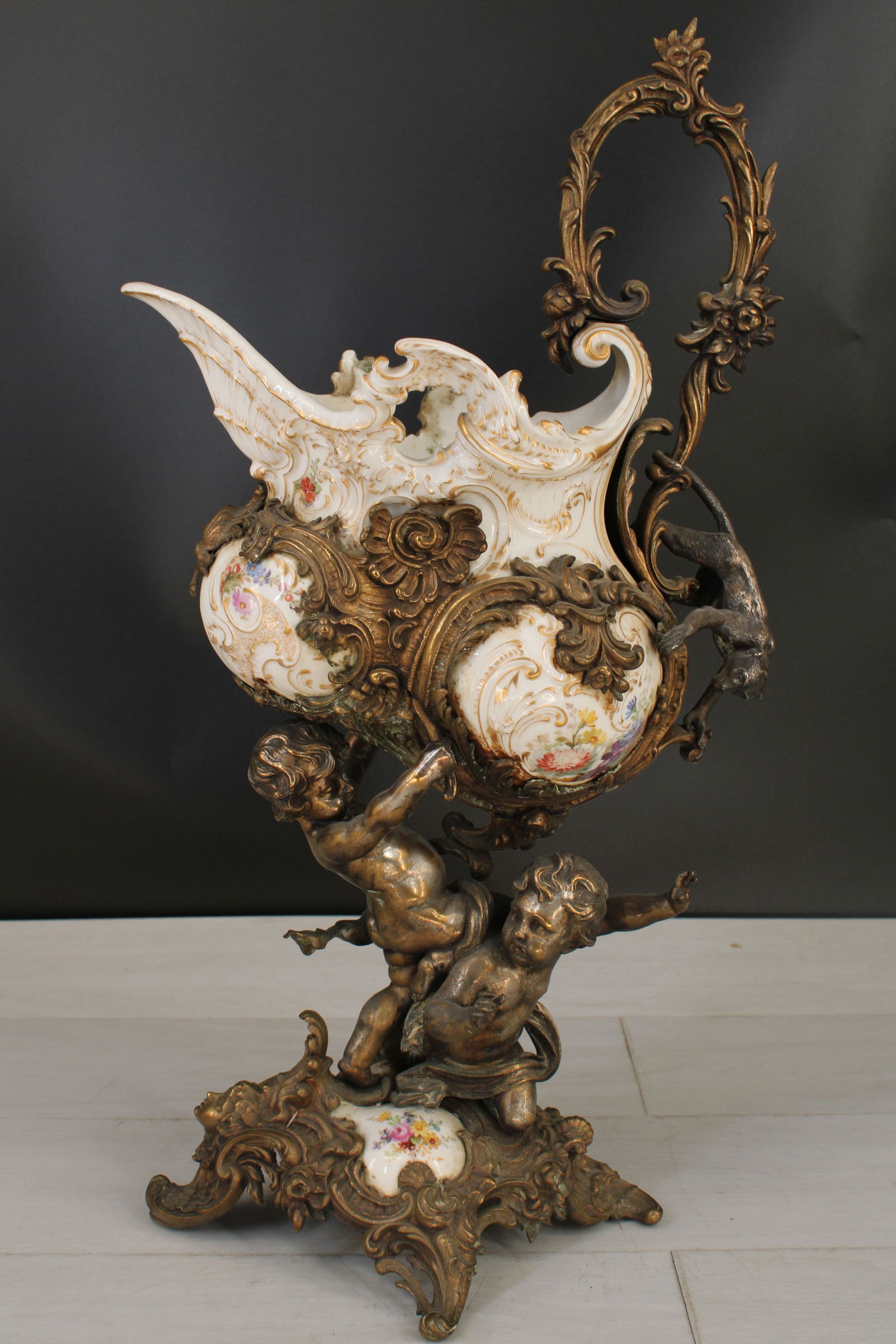 Porcelain &  Bronze Ewer, German KPM (1 of 13)