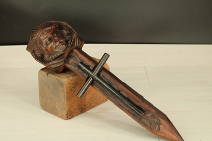 Vampire Stake With Carved Monk's Head