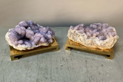 Spirit Amethyst, 2 Pieces, On Brass Stands