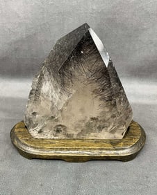 Tourmalated Quartz Point, Custom Stand