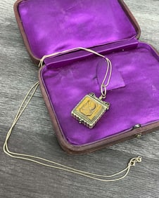 Tiger's Eye Cameo Locket, Fob as Necklace