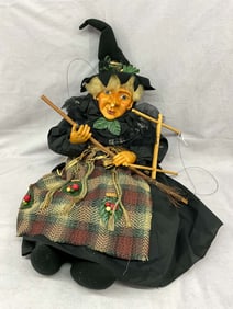 Ceramic Kitchen Witch Puppet, Folk Art