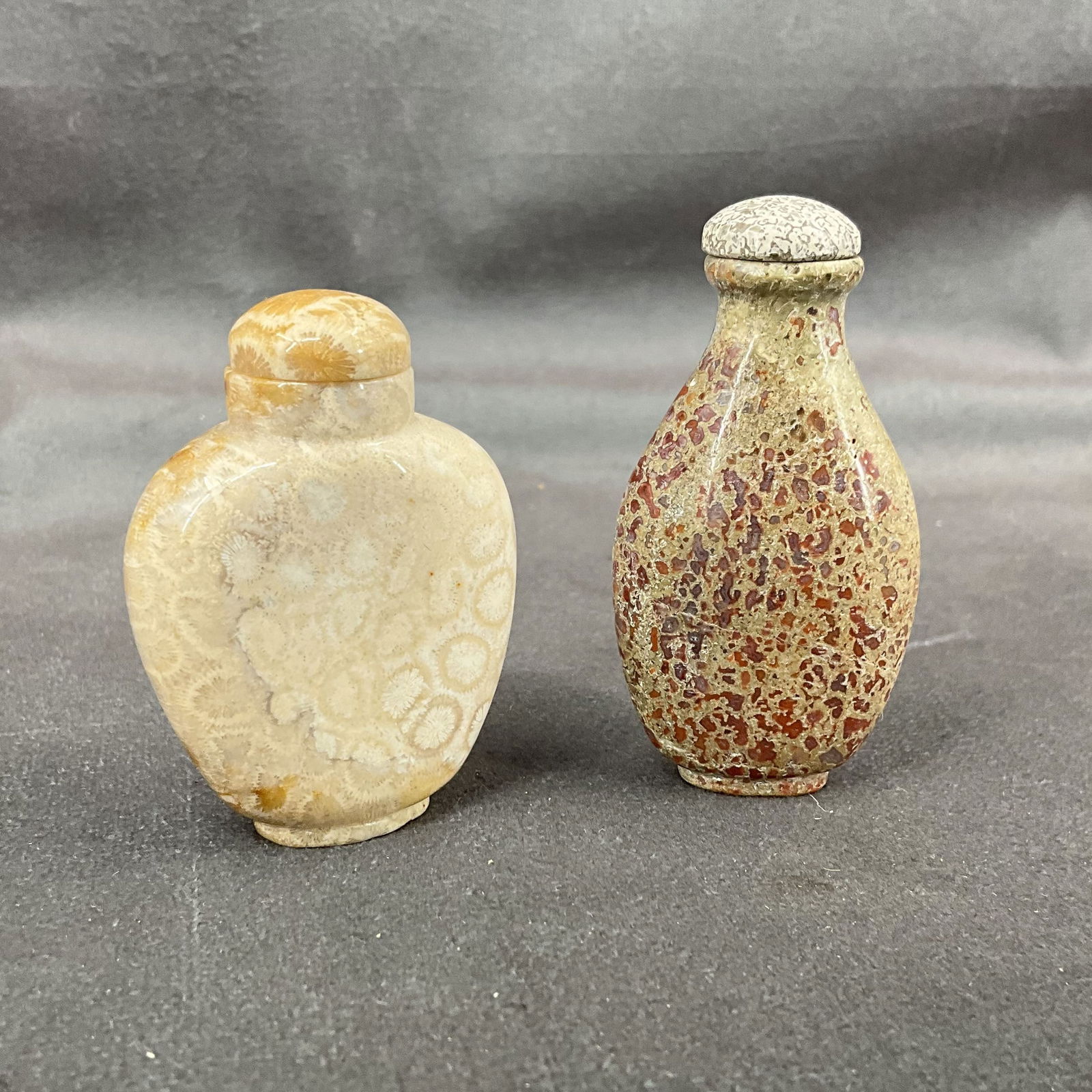 2 Carved Fossil Snuff Bottles (1 of 8)
