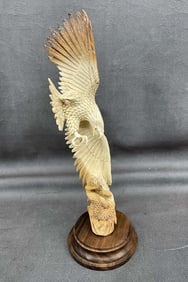 Mammoth Fossil Eagle & Snake Carving