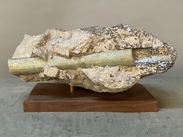 Green Beryl In Calcite With Mica