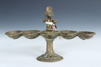 Antique Bronze Indian Puja Lamp