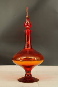 Blenko Amberina Decanter, Wayne Husted 6212 Style (1 of 8)