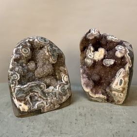 Pair Of Brown Druzy Specimens