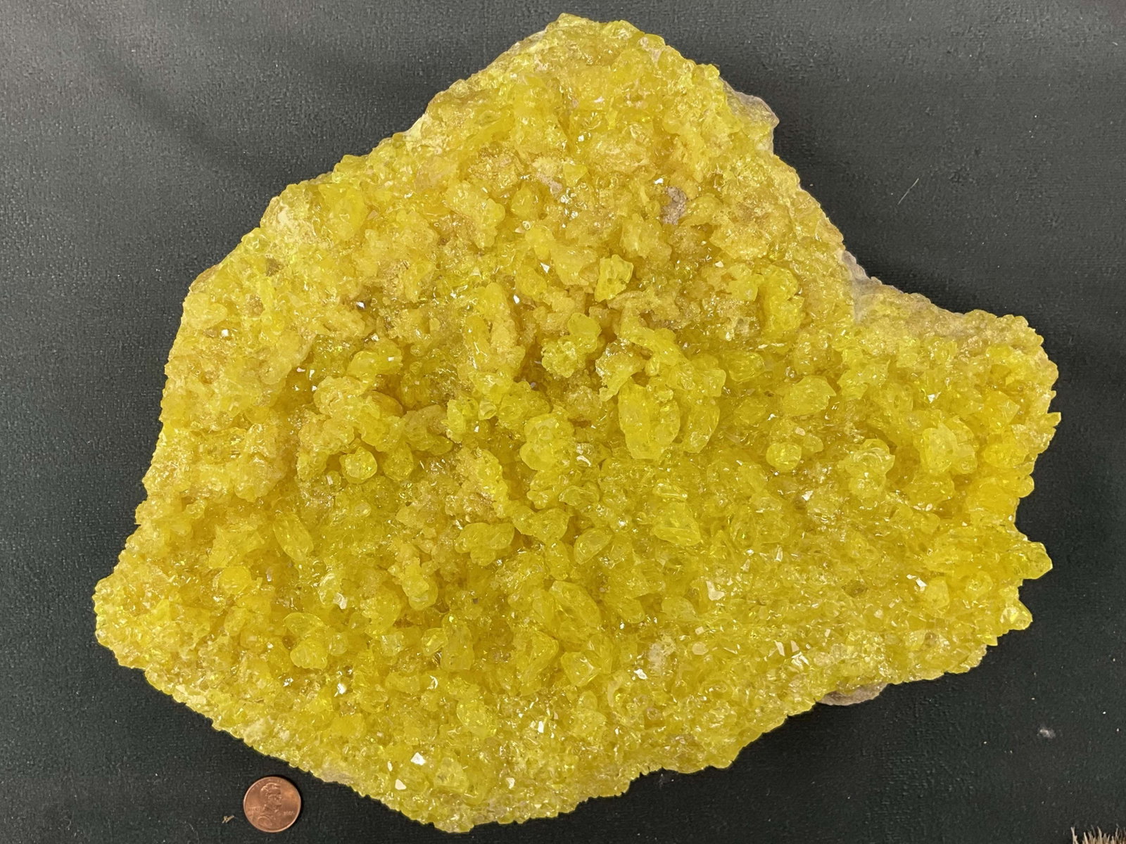 Sulfur Plate On Stand: Large sulfur plate on wood, Bolivia. Size: 11"T x 9"L x 3.5"D Provenance: From the lifetime collection of an Oreland, Pennsylvania private estate. Shipping Options: You may request shipping quotes fro