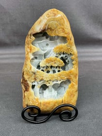Carved Agate Buddha & Pagoda