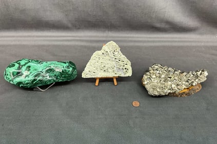 Malachite, Pyrite, & Tufra, Volcanic Stone