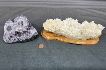 Aragonite Boat & Amethyst Flower
