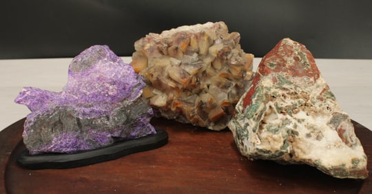 Charoite, Bloodstone, & Dog Tooth Calcite