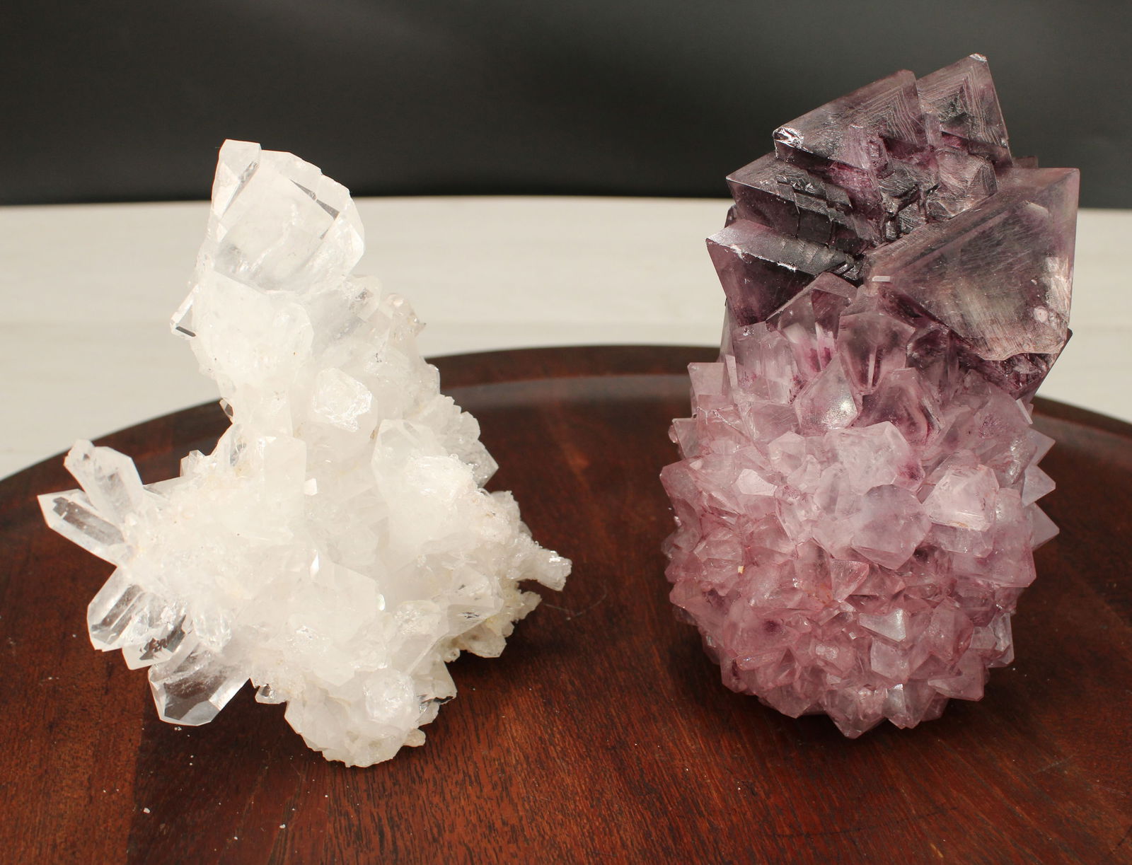 Quartz Cluster & Amethyst Tower: Nice size quartz cluster and amethyst tower (possibly lab grown). Size: see photo Provenance: From the lifetime collection of an Oreland, Pennsylvania private estate. Shipping Options: You may request