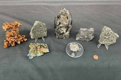 Mica In Tourmaline, Herkimer, Pyrite, Copper