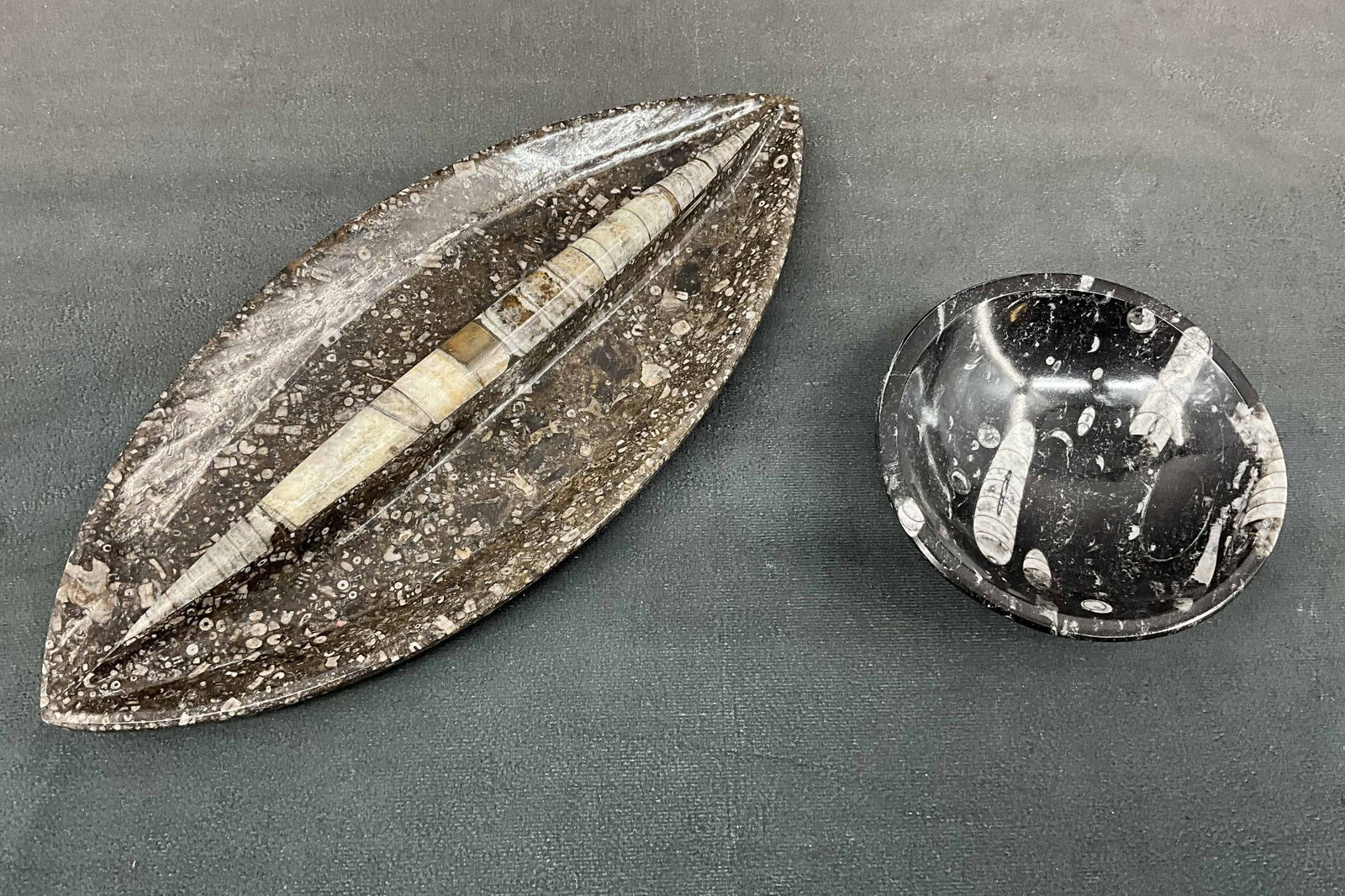 Two Carved Fossil Vessels, Orthoceras (1 of 7)