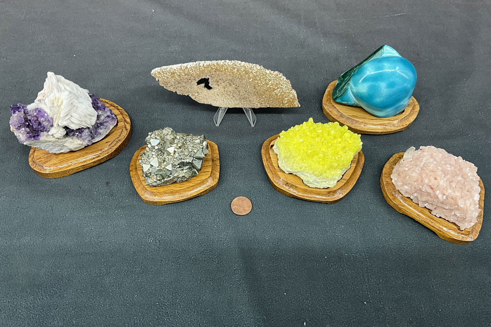 Barite on Fluorite, Chrysocolla, Pyrite (1 of 11)