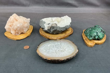 Druzy With Okenite, Stillbite, Malachite