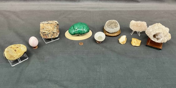 Petosky Stone, Malachite, Calcite Egg