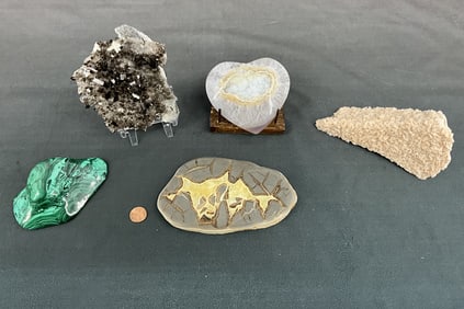 Malachite, Smokey Quartz, dolomite